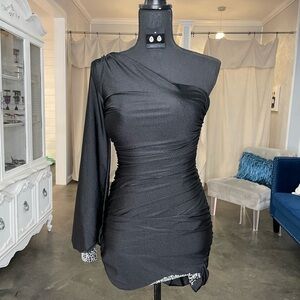 Black size 2 One-Shoulder Black Dress Sophia Thomas